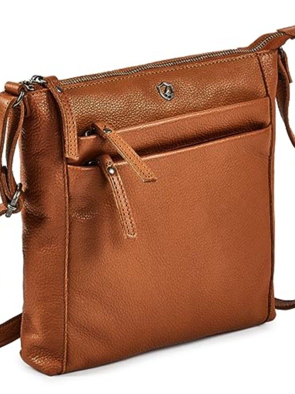 Genuine Nappa Leather Crossbody Bag Small Multi-Zip Travel Sling Purse